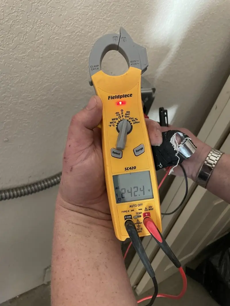 Voltage testing with clamp meter during Generator Installation in Brawley